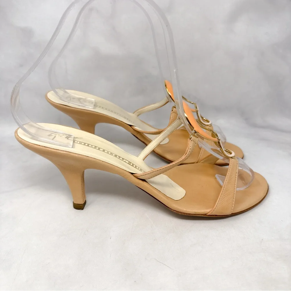 Giuseppe Zanotti Vicini Vintage Y2K Half Moon Open Toe Slide Mule Sandal Heels